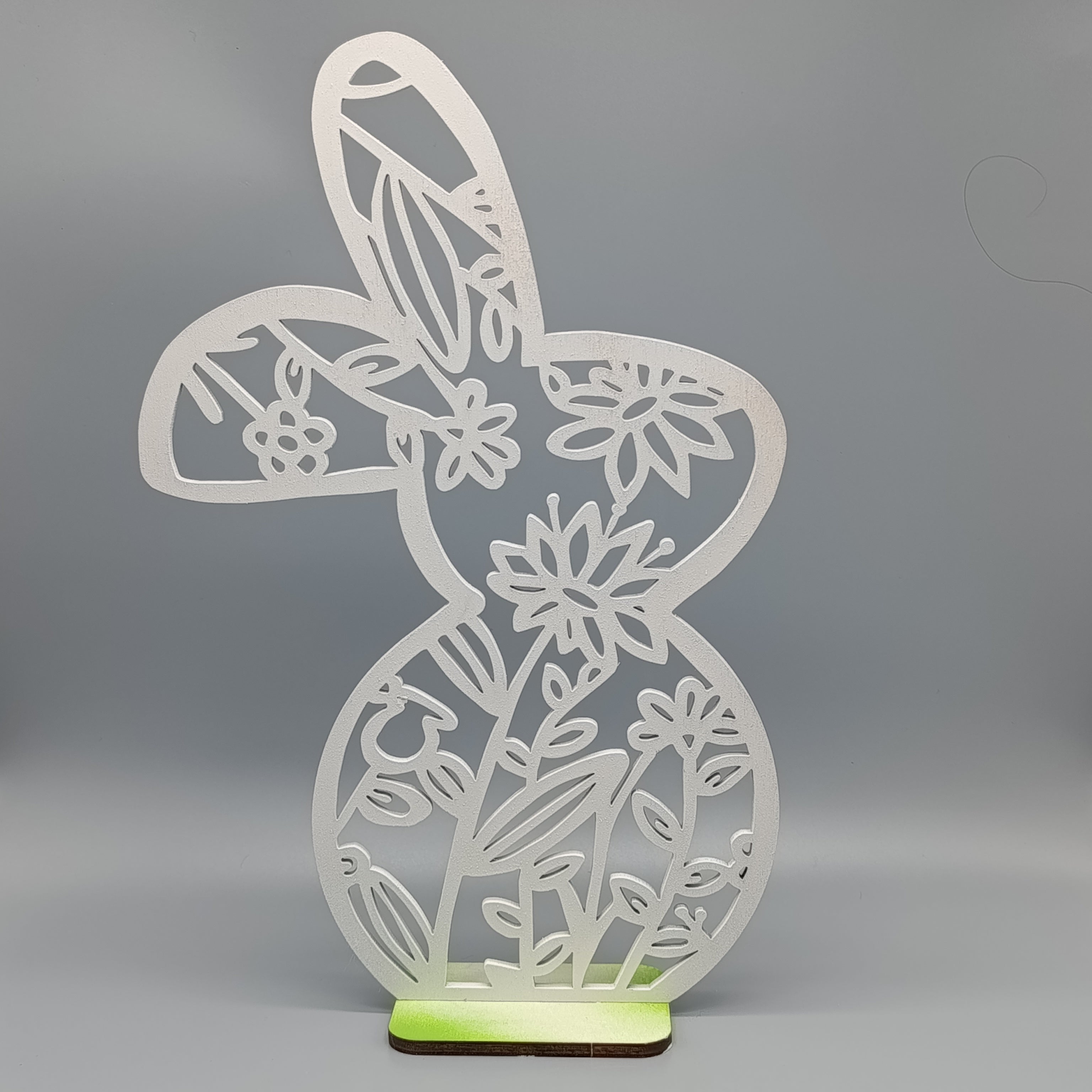 Osterhase Holz weiß grün